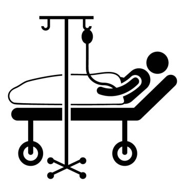 Bir hastane, bir sedyede yatan ve intravenöz sıvı olan hasta acil bir durum 