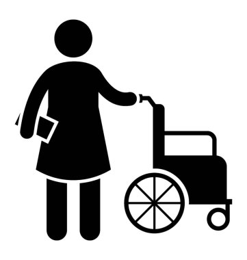 Sağlık personeli tekerlekli el ile düzenliyor 