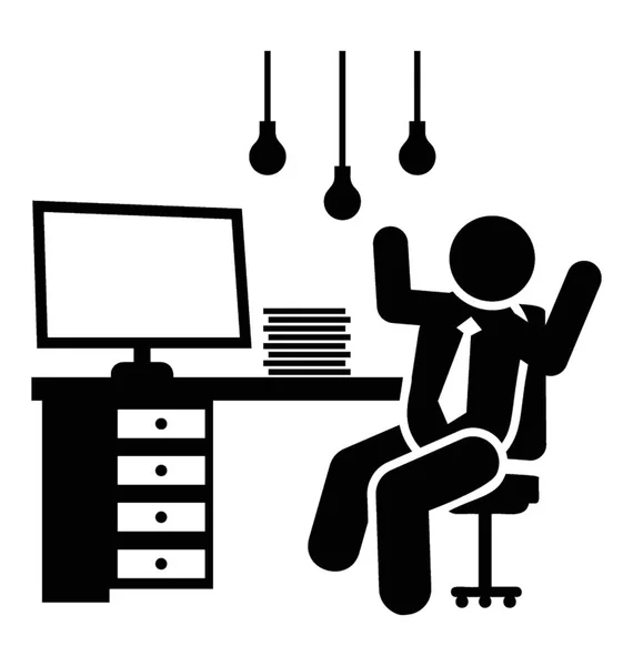 Homme Affaires Assis Détendu Confortable Dans Son Bureau — Image vectorielle