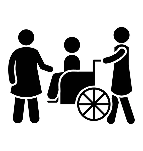 Certaines Personnes Transportent Une Personne Handicapée Fauteuil Roulant — Image vectorielle