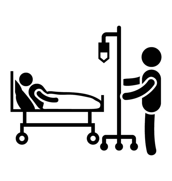 Paciente Una Cama Hospital Que Tener Líquido Intravenoso — Vector de stock