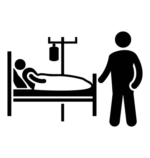 Ein Patient Auf Einer Krankenhausstation Ruht Auf Einem Bett Mit — Stockvektor