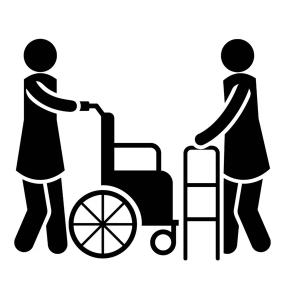 步行与步行者的支持接近对轮椅 — 图库矢量图片