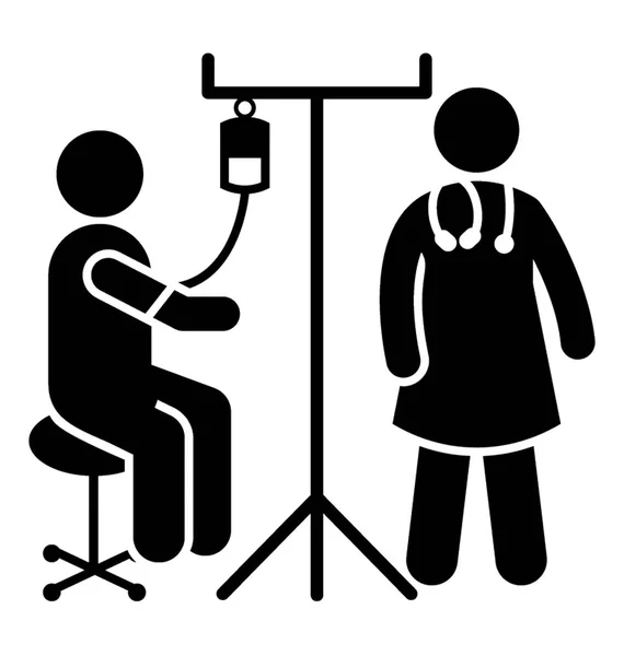 Patient Drip Sitting Doctor — Stock Vector