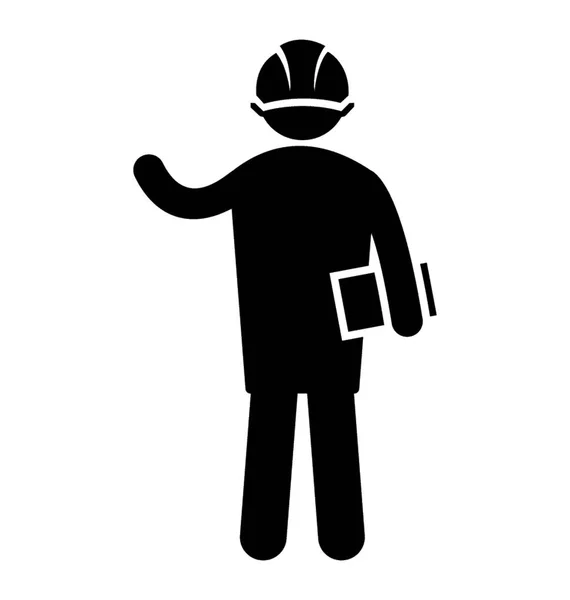 Человек Держащий Бумагу Руке Носящий Строительную Шапку Изображающую Инженера — стоковый вектор