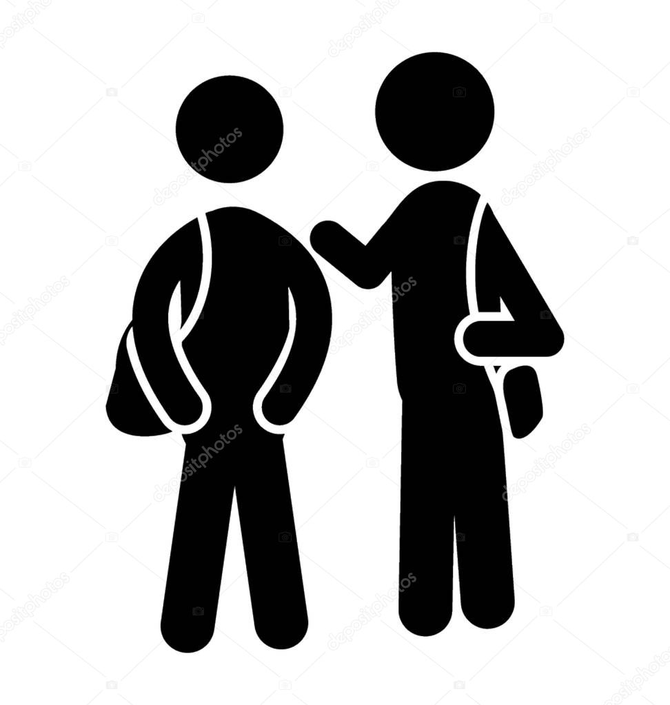 An icon where student consoling his friend by tapping his shoulder 