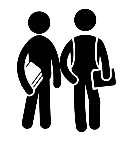 两个人与袋子和书概述二个朋友图标 — 图库矢量图片