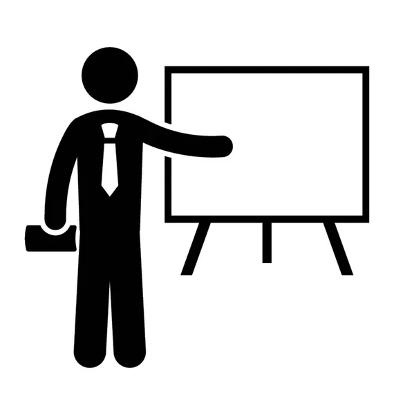 Enseignant Debout Devant Icône Professeur Classe Notioning Board — Image vectorielle