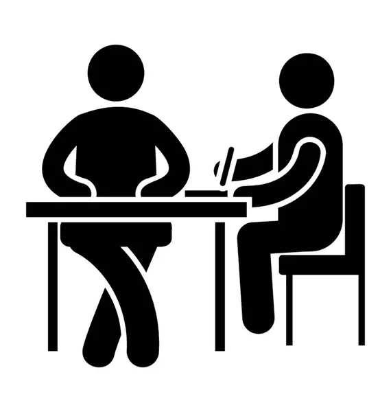 Menschen Sitzen Auf Tischen Und Stühlen Die Ikone Für Die — Stockvektor