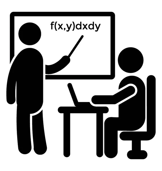 Aula Donde Profesor Enseña Fórmulas Matemáticas Desde Tablero Para Identificar — Archivo Imágenes Vectoriales