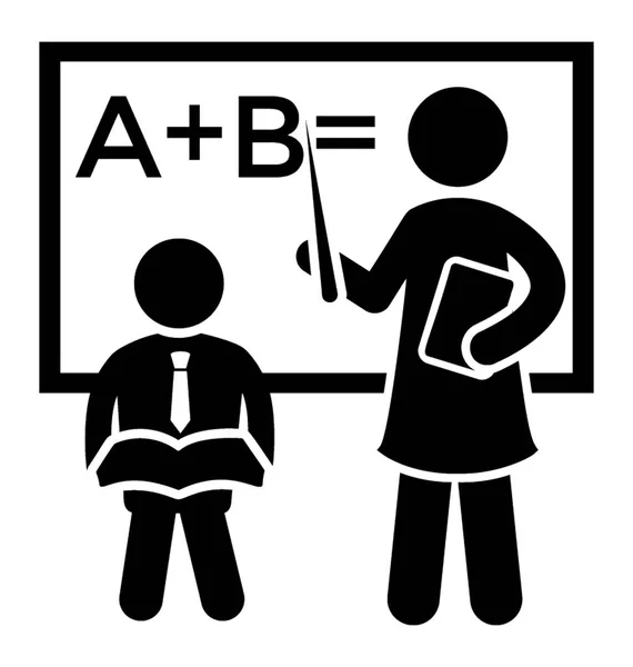 Вчитель Навчає Свого Маленького Учня Перед Дошкою Алгебраїчним Виразом — стоковий вектор