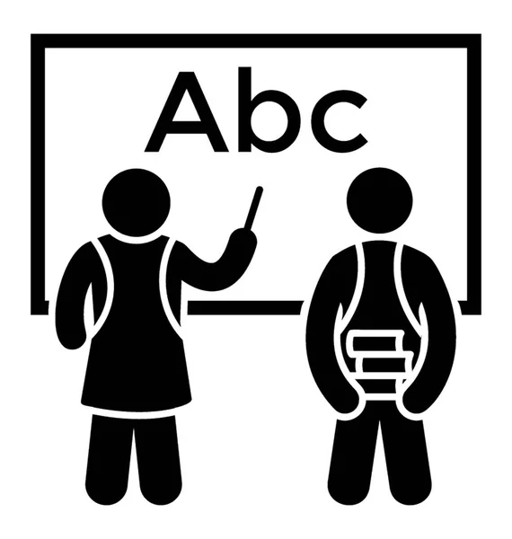 Enseignant Enseignant Abc Élève Une Notion Pour Classe Anglais — Image vectorielle