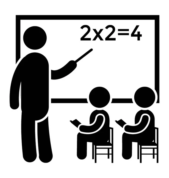 Classroom Teacher Students Board Digits Written Denting Learning Mathematics Icon — Stock Vector