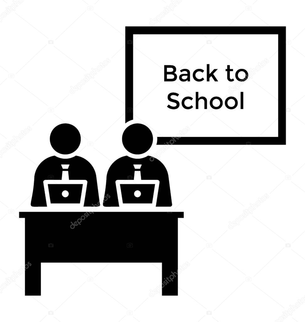 Two Faculty Members Sitting On The Desk With Computer In Front Notioning Office Staff Icon Premium Vector In Adobe Illustrator Ai Ai Format Encapsulated Postscript Eps Eps Format