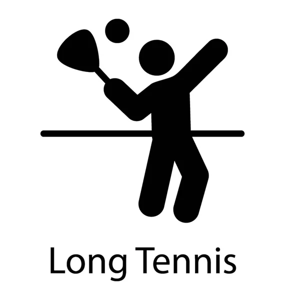 Deportista Sosteniendo Raqueta Tenis Golpeando Pelota Vector Icono Tenis Largo — Archivo Imágenes Vectoriales