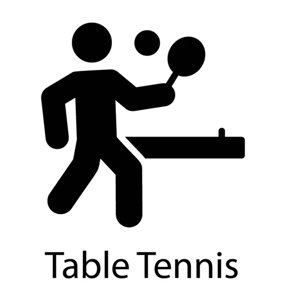 Tennis Table Joueur Ping Pong Servant Avec Raquette Balle — Image vectorielle