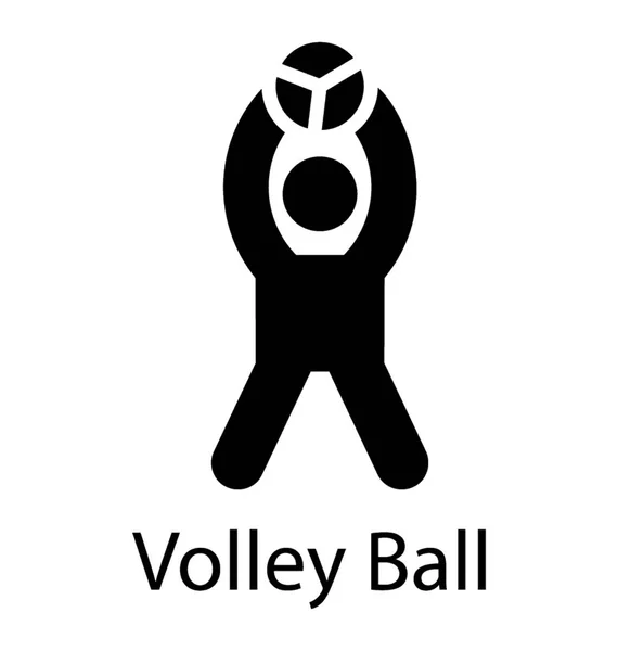 Joven Jugador Voleibol Golpeando Voleibol Vector Icono Glifo — Vector de stock