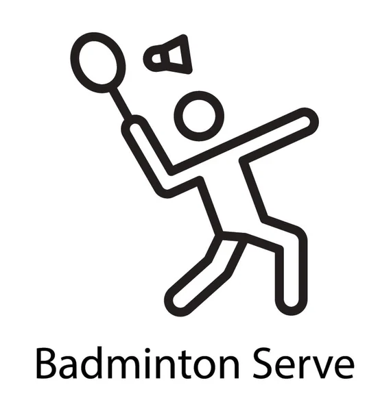 Badminton Oyuncu Turnuva Badminton Kortu Hizmet Vermeye Hazır Bir Raket — Stok Vektör