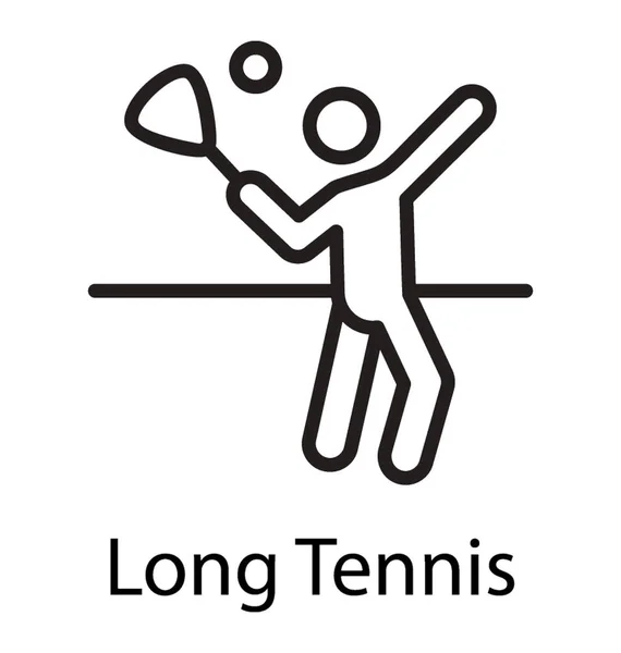 Sportif Tenant Une Raquette Tennis Frappant Balle Long Vecteur Icône — Image vectorielle