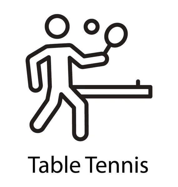 Tennis Table Joueur Ping Pong Servant Avec Raquette Balle — Image vectorielle