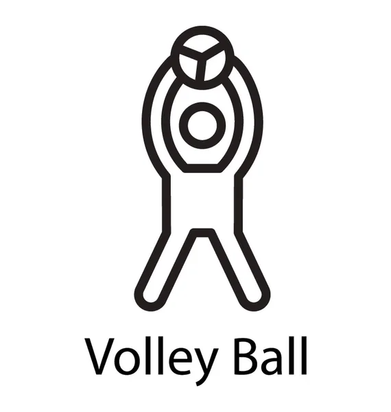 Joven Jugador Voleibol Golpear Voleibol Vector Icono Línea — Vector de stock