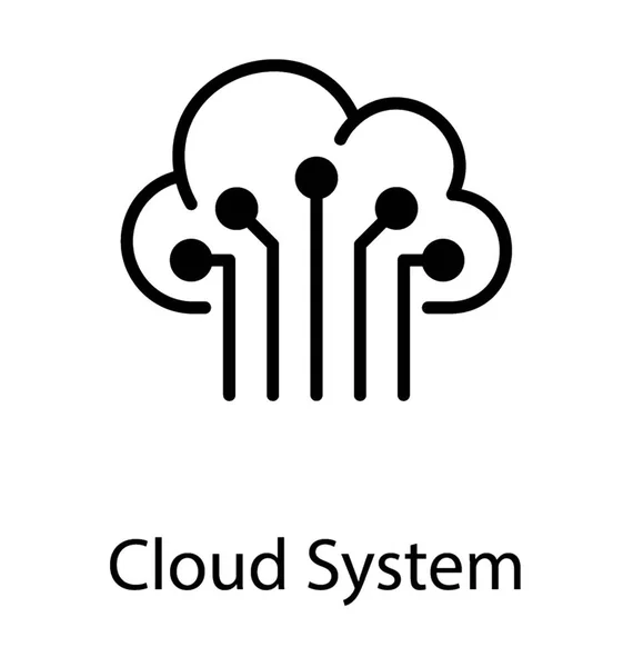 Cloud System Über Verschiedene Knoten Verbunden — Stockvektor