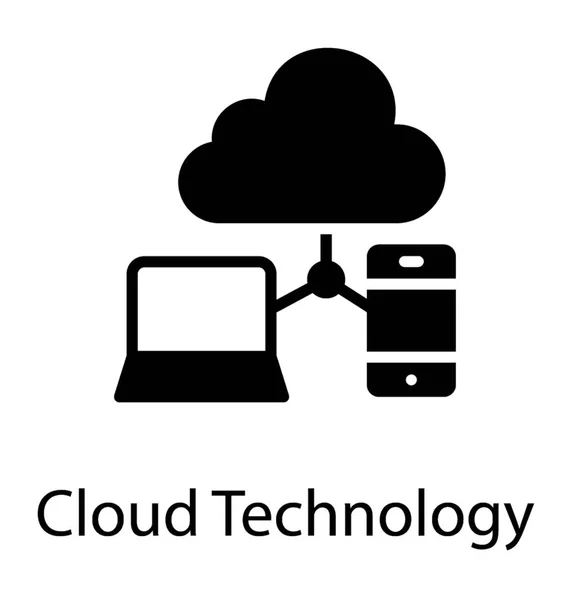 Wolk Verbonden Met Laptop Mobiel Cloud Technologie — Stockvector