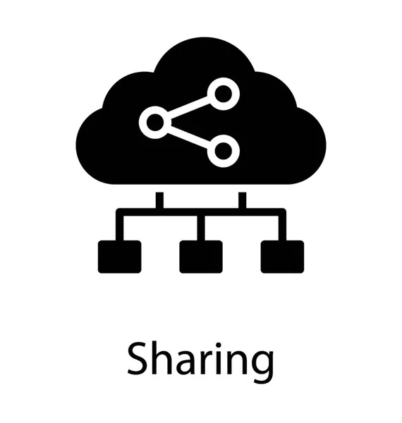 Cloud Ayant Symbole Partage Connu Sous Nom Partage Cloud — Image vectorielle