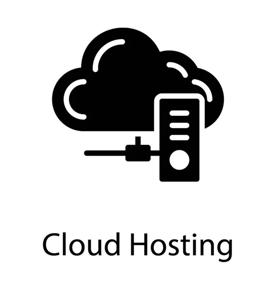 Nube Conectada Con Red Conocida Como Cloud Hosting — Vector de stock