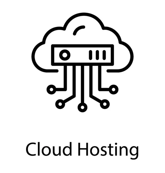 Nube Conectada Con Red Conocida Como Cloud Hosting — Vector de stock