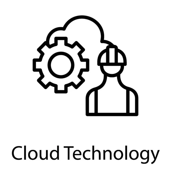 Avatar Humain Connecté Roue Dentée Cloud Technologie Cloud — Image vectorielle