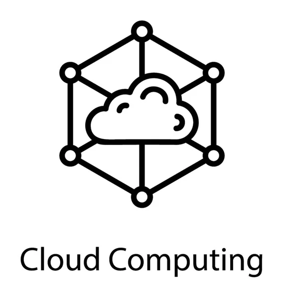 Rete Cloud Connessa Con Diversi Nodi Noti Come Cloud Computing — Vettoriale Stock