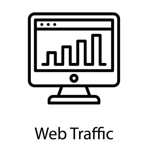 Bar Grafer Släpper Laptop Webbtrafik — Stock vektor