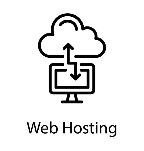 Computer Mit Netzwerkknoten Webhosting — Stockvektor