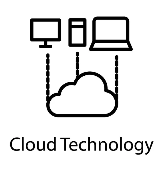 Cloud Connesso Con Gadget Elettronici Tecnologia Cloud — Vettoriale Stock