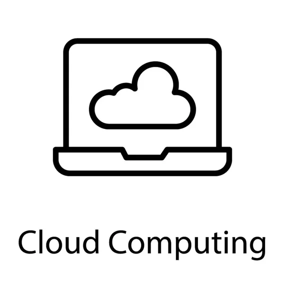 Laptop Con Simbolo Cloud Noto Come Cloud Computing — Vettoriale Stock