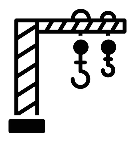Grue Flèche Ayant Crochet Ascenseur Pour Ramasser Charge Les Marchandises — Image vectorielle