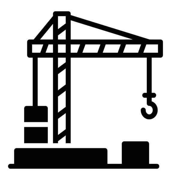 装载和采摘货物用钩的塔式起重机 — 图库矢量图片
