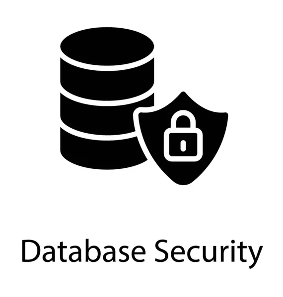 Ein Sicherheitsschild Auf Einem Datenbankserver Zeigt Datenbanksicherheit — Stockvektor