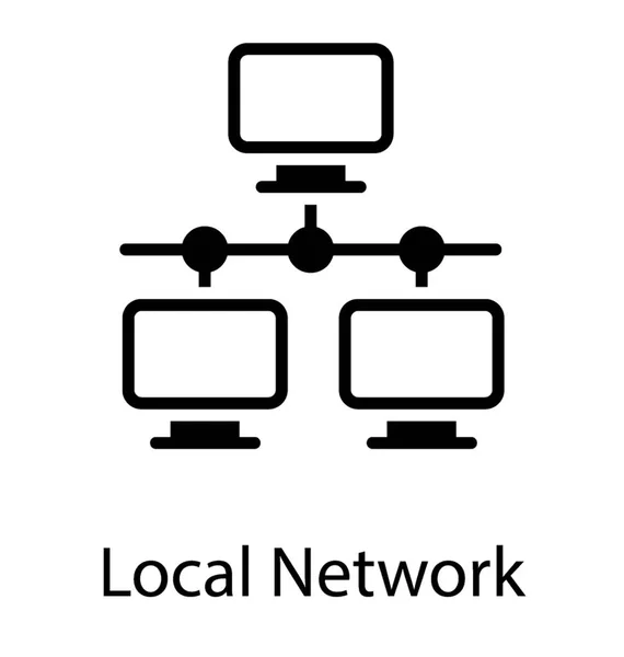 Tres Equipos Están Conectados Una Manera Para Hacer Red Local — Archivo Imágenes Vectoriales