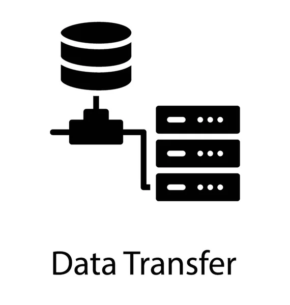 Datenübertragungsprozess Vom Datenserver Sql Zum Datenserver Rack — Stockvektor