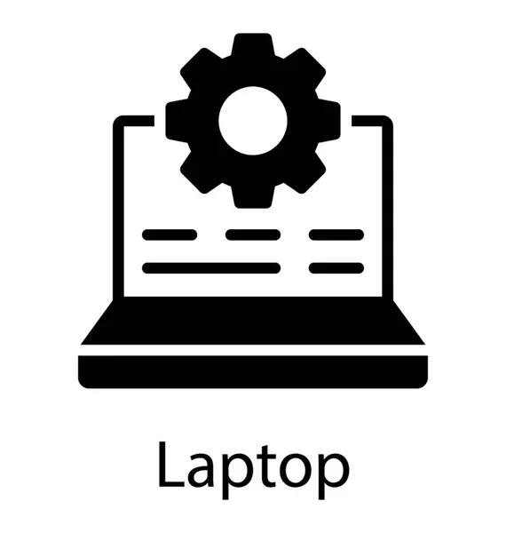 Ноутбук Шестерёнками Показывающими Концепцию Иконки Технической Поддержки — стоковый вектор
