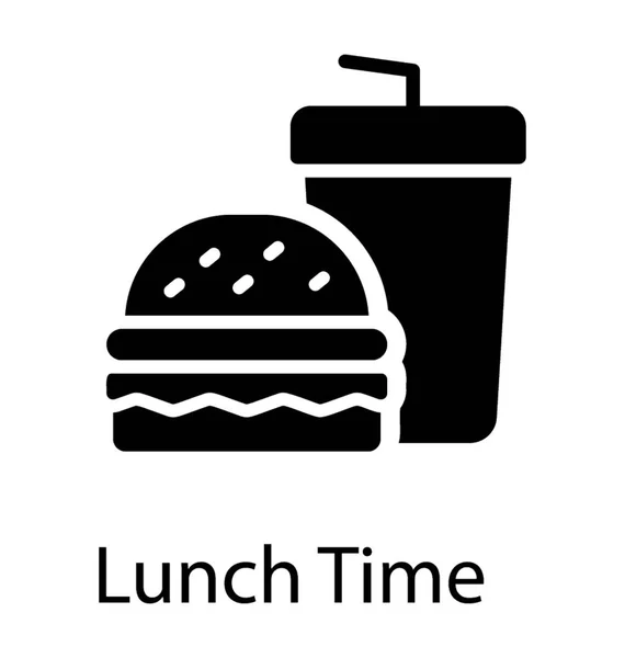 Cheeseburger Met Frisdrank Glas Als Fastfood Pictogram — Stockvector