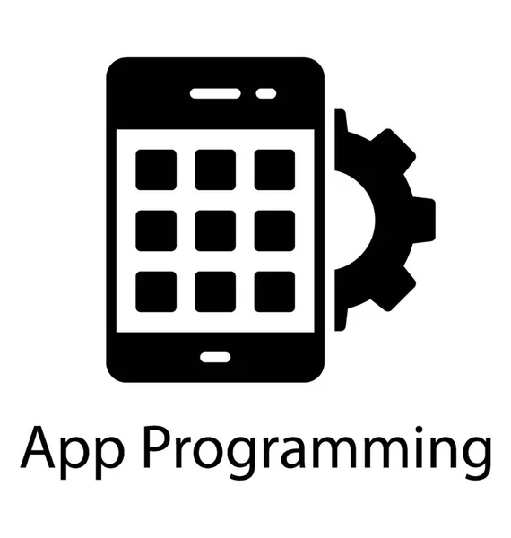 Interfaz Móvil Cogwheel Como Icono Programación Aplicaciones — Vector de stock
