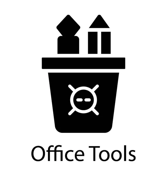 Office Tools Pencil Holder Glyph Vector Icon — Stock Vector