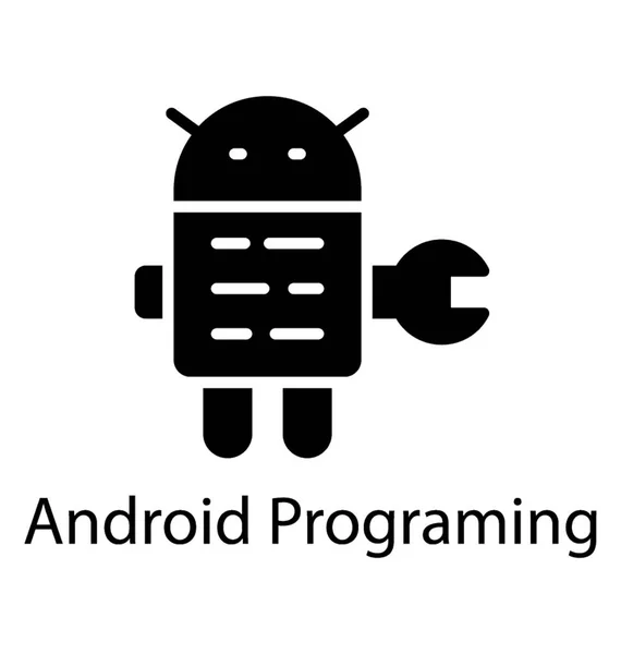 Egy Android Robot Csavarkulcs Ikon Ból Android Programozás Képviselő — Stock Vector