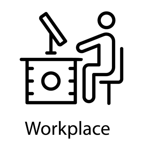Υπάλληλος Γραφείου Που Εργάζεται Στον Τόπο Εργασίας Του — Διανυσματικό Αρχείο