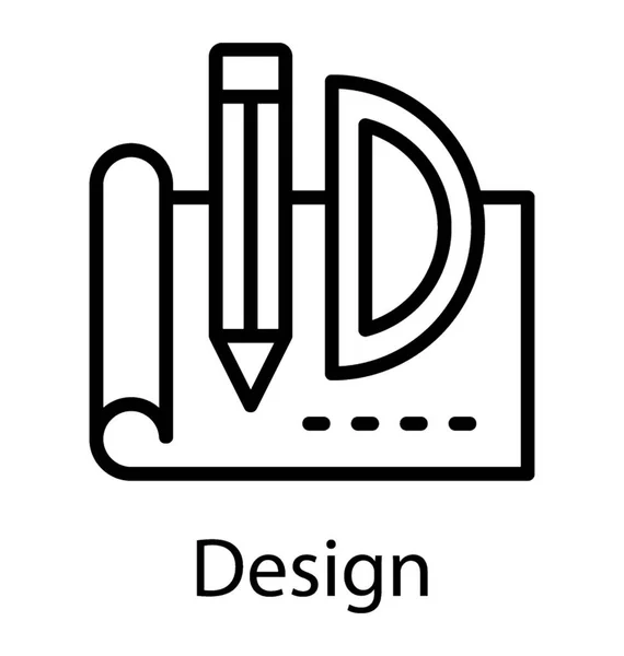 Pencil Protractor Blank Paper Sheet Showing Prototyping Icon Concept — Stock Vector