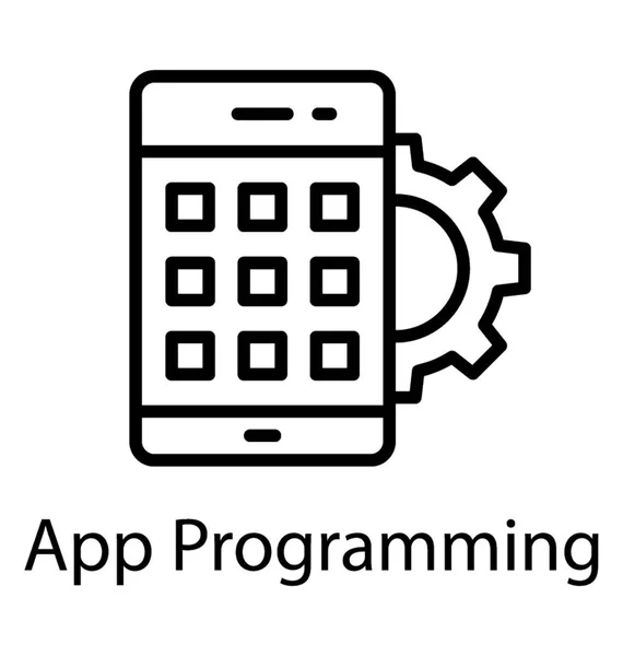 Mobil Interfész Fogaskerekű App Programozási Ikonként — Stock Vector