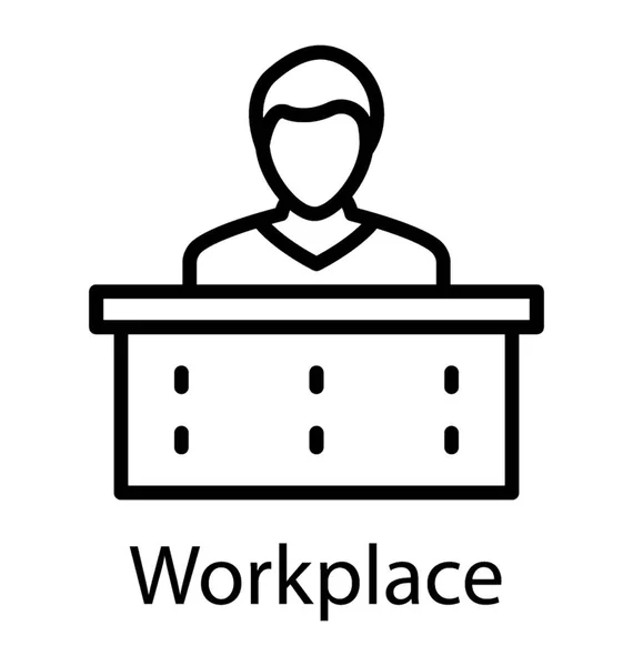 Empleado Oficina Que Trabaja Lugar Trabajo — Vector de stock